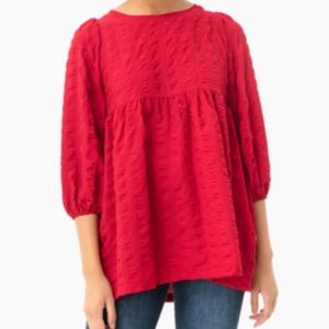 Tuckernuck/entry Empire Waist Red Tunic Top, S
